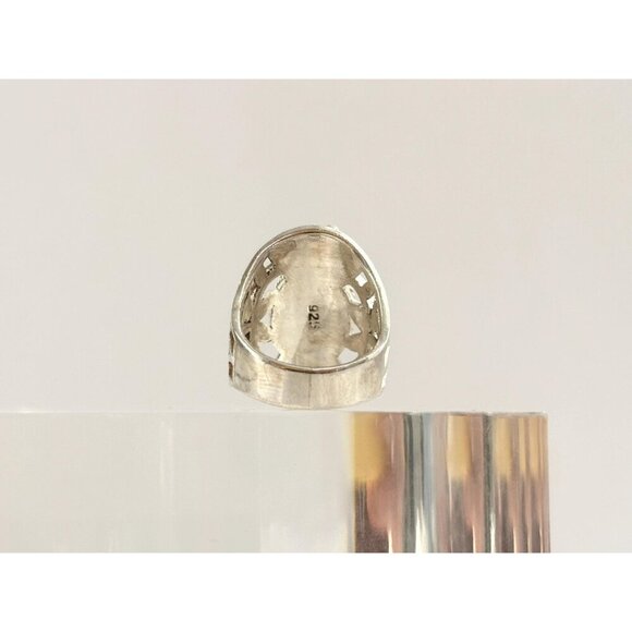 Amethyst Gemstone Bintage Abstract Symbol Sterling Silver Chunky Ring - sz 5.25 - Picture 5 of 10